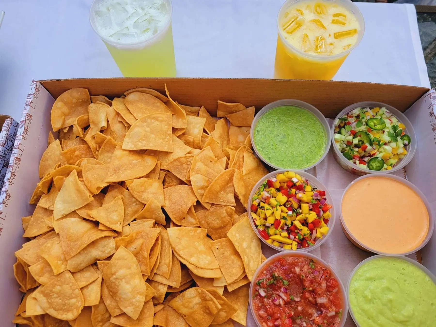 Chips and salsas for a party