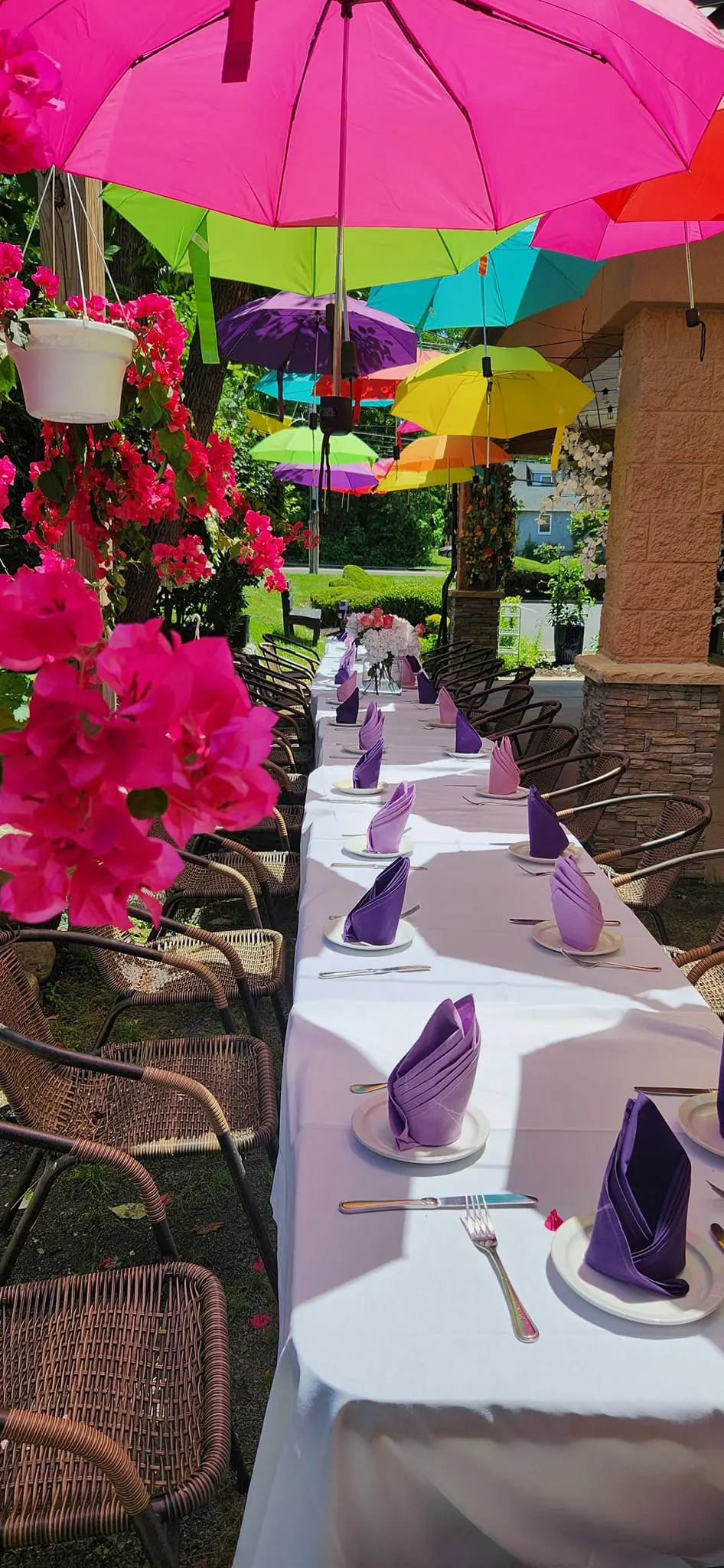 A table set with flowers for an event
