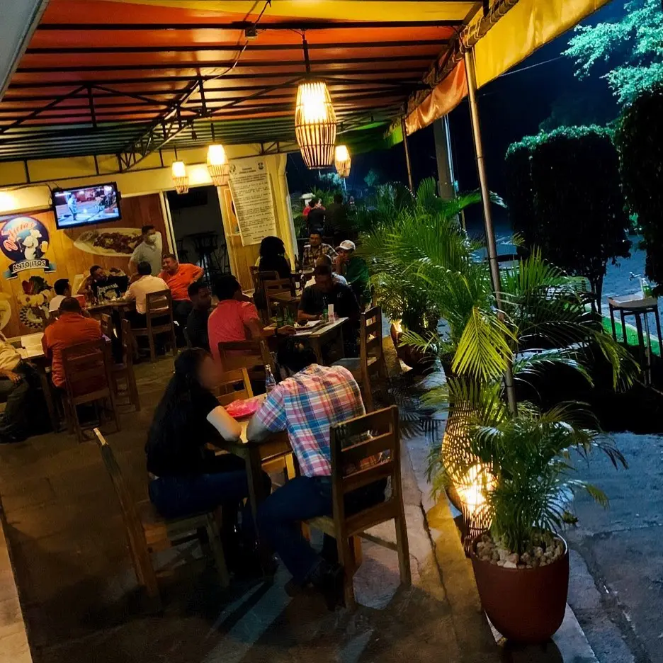 The patio at night